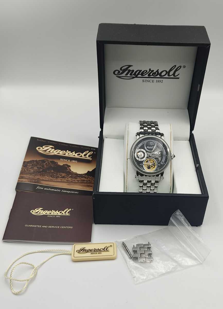 Ingersoll インガソール 自動巻 限定生産 シリアルナンバー入り オープンハート 時計 DAY& MOON Bridgeシリーズ IN8704　裏スケ　ジャンク