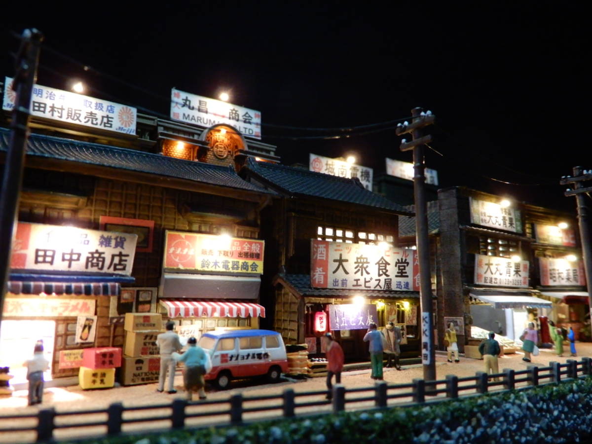 1/150 ジオラマ『昭和の街並み』賑やかな下町の風景 / 川沿いの稲荷町