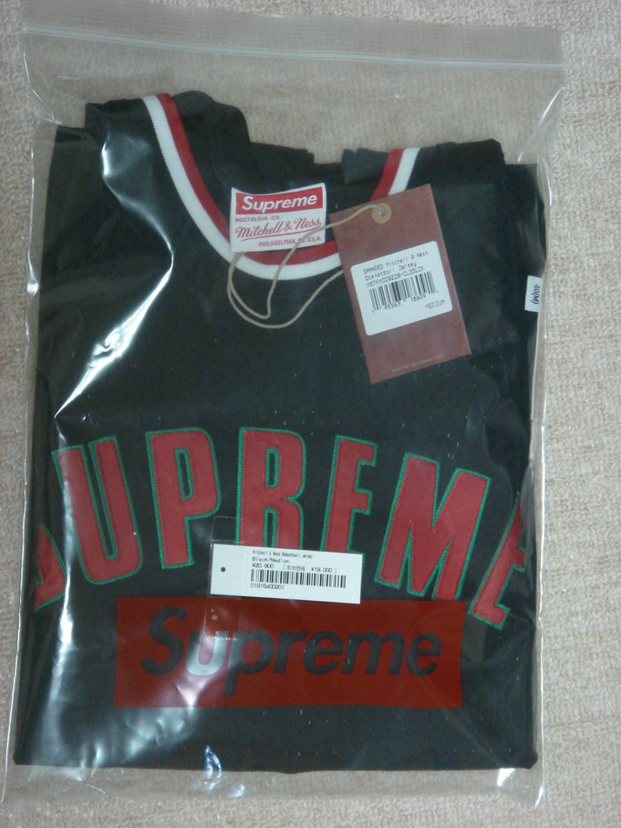 送料無料 新品未使用 SUPREME Mitchell & Ness Basketball Jersey 黒 Mサイズ/BOX LOGO