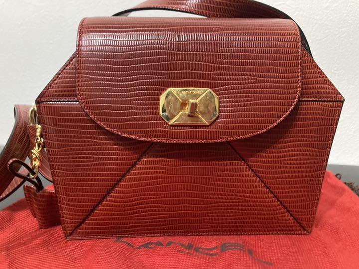 N1560 ヴィンテージ LANCEL 未使用 ショルダーバッグ レッド リザード 