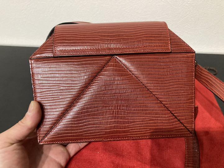 N1560 ヴィンテージ LANCEL 未使用 ショルダーバッグ レッド リザード 