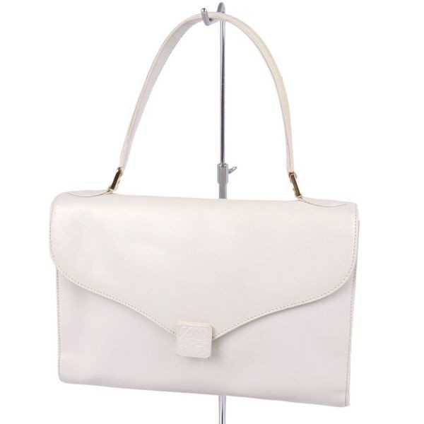 Vintage ロエベ LOEWE アナグラム ハンドバッグ カーフレザー 本革 バッグ カバン 鞄 レディース ホワイト ci04os-rw19e14491