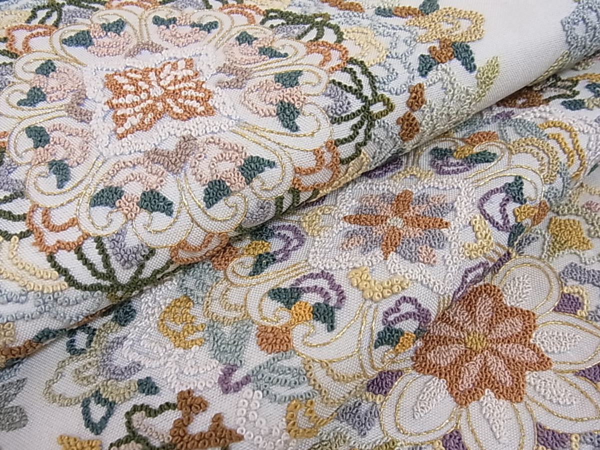 花美人着物□中国三大刺繍 太鼓柄袋帯 逸品 中国三大刺繍