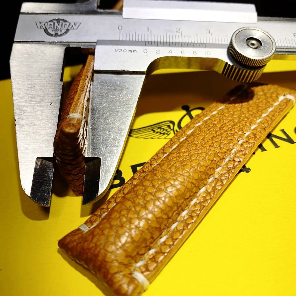 ブライトリング BREITLING レザーベルト ラグ幅 22mm／20mm Dバックル用 本革シュリンク　キャメル_6