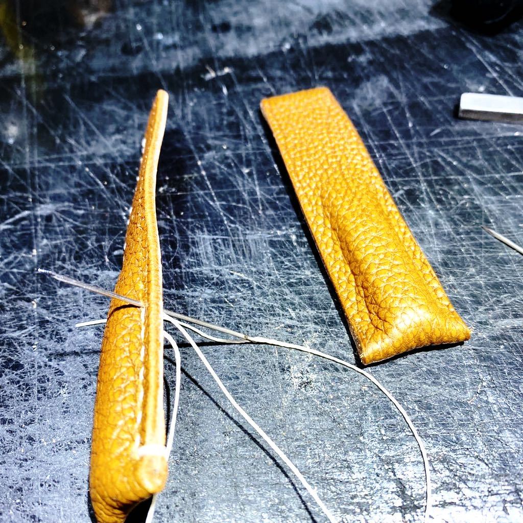 ブライトリング BREITLING レザーベルト ラグ幅 22mm／20mm Dバックル用 本革シュリンク　キャメル_9