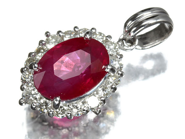 2476D【1円～】新品【RK宝石】≪RUBY≫ 上質天然ルビー 大粒1.56ct!!! 極上ダイヤモンド Pt900 高級ペンダントヘッド ネックレス