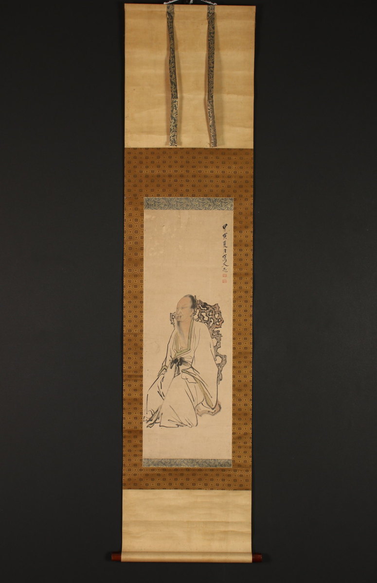 【模写】【一灯】pt8519〈谷文晁〉美品 高士図 文人画大家 清人張秋谷師事 東京の人