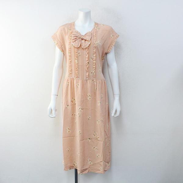 新品，人気 PINK HOUSE ピンクハウス ローズ柄 ピコフリル リボン ピンタック フレンチスリーブ ワンピース F/ピンク 2400012256651(ワンピース（ロング）)｜売買されたオークション情報、yahooの商品情報をア 女性用