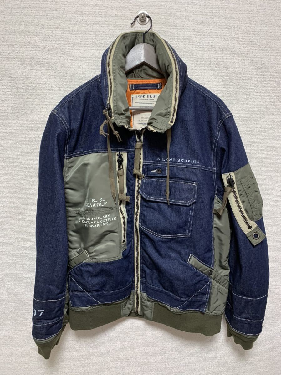 美品】AVIREX カスタムデニムジャケット 2XL XXL MA-1 COMBINATION 