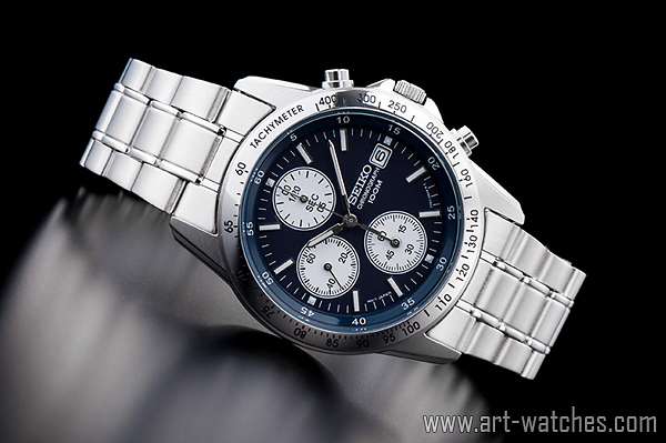 SEIKO セイコー 1/20秒 クロノグラフ 腕時計 ネイビー SEIKO（セイコー