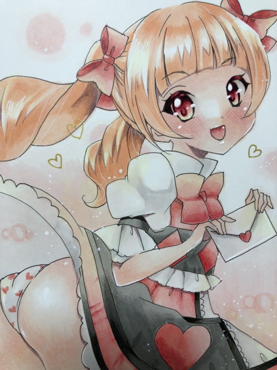 手描きイラスト HUGっとプリキュア キュアマシェリ 愛崎えみる ラブレター