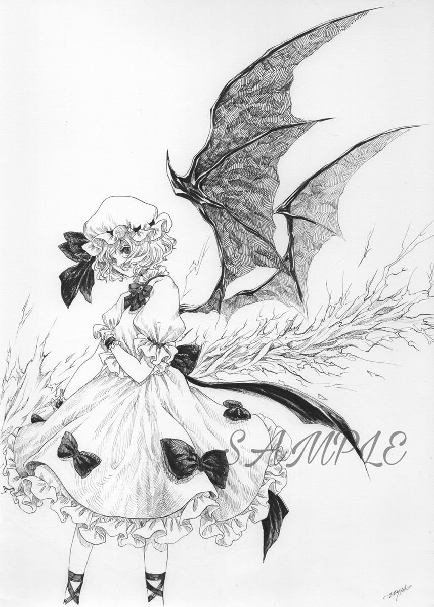 同人手描きイラスト 東方project レミリア スカーレット ペン画 モノクロ 手描きイラスト 売買されたオークション情報 Yahooの商品情報をアーカイブ公開 オークファン Aucfan Com