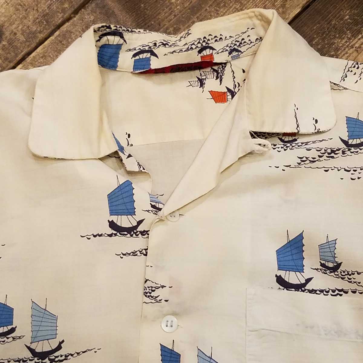 60s McGREGOR ヴィンテージ 半袖 開襟シャツ 白 M マクレガー 60's USA製 McGREGOR 半袖 コットン オープンカラー シャツ ヨット柄