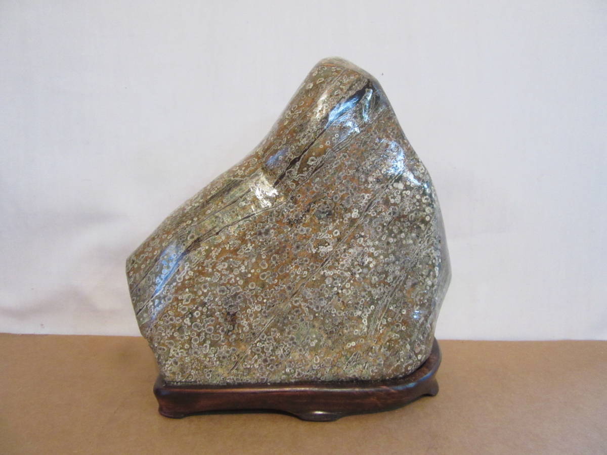 瀬田川自然石 水石 鑑賞石 大梨地 古い石 18.5cmx12，5cmx5cm 2kg