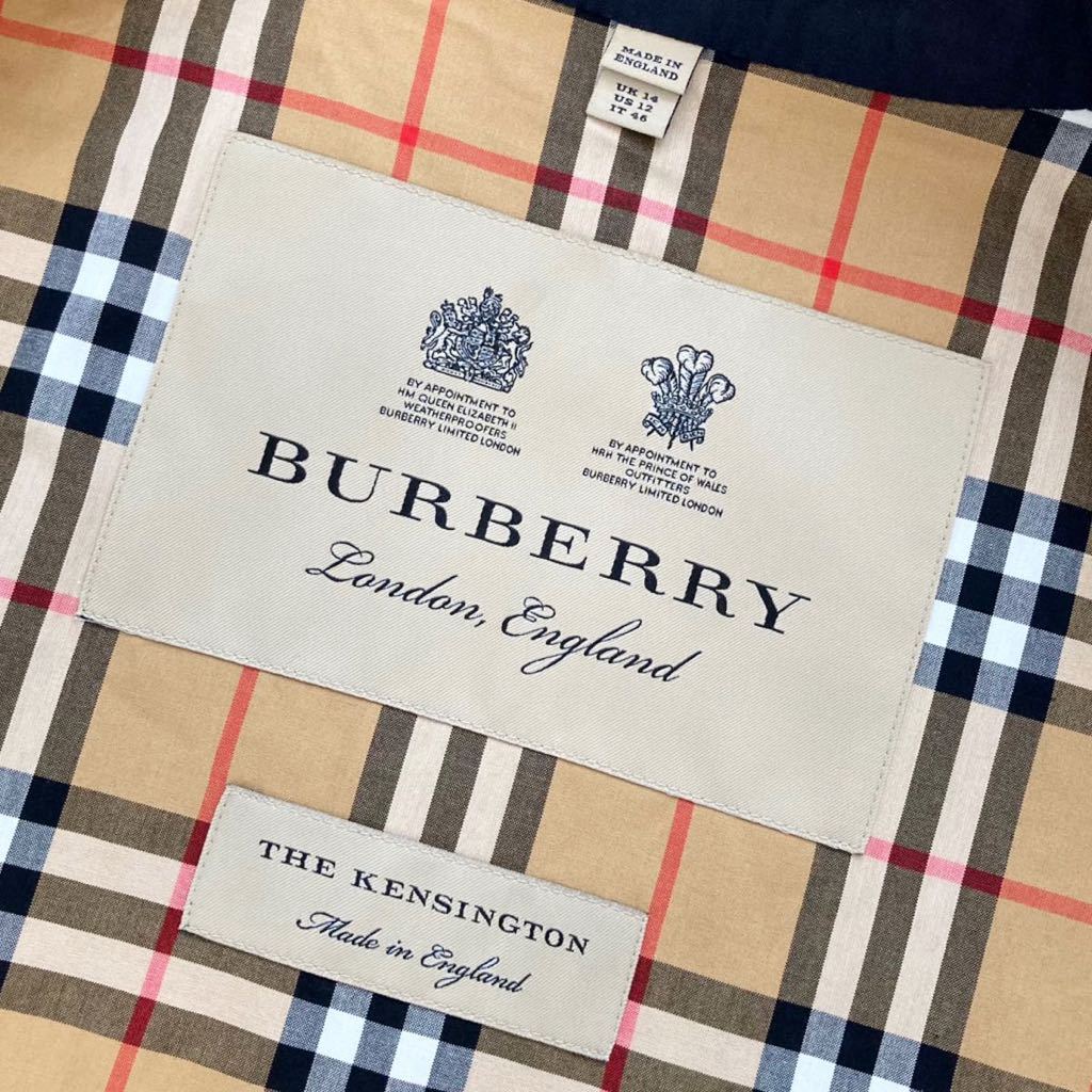 超美品◆バーバリー 大きいサイズ ITA46/48/XL-3L 「ケンジントン」濃紺トレンチコート BURBERRY 現行品近年モデル 英国製 通勤 フォーマル