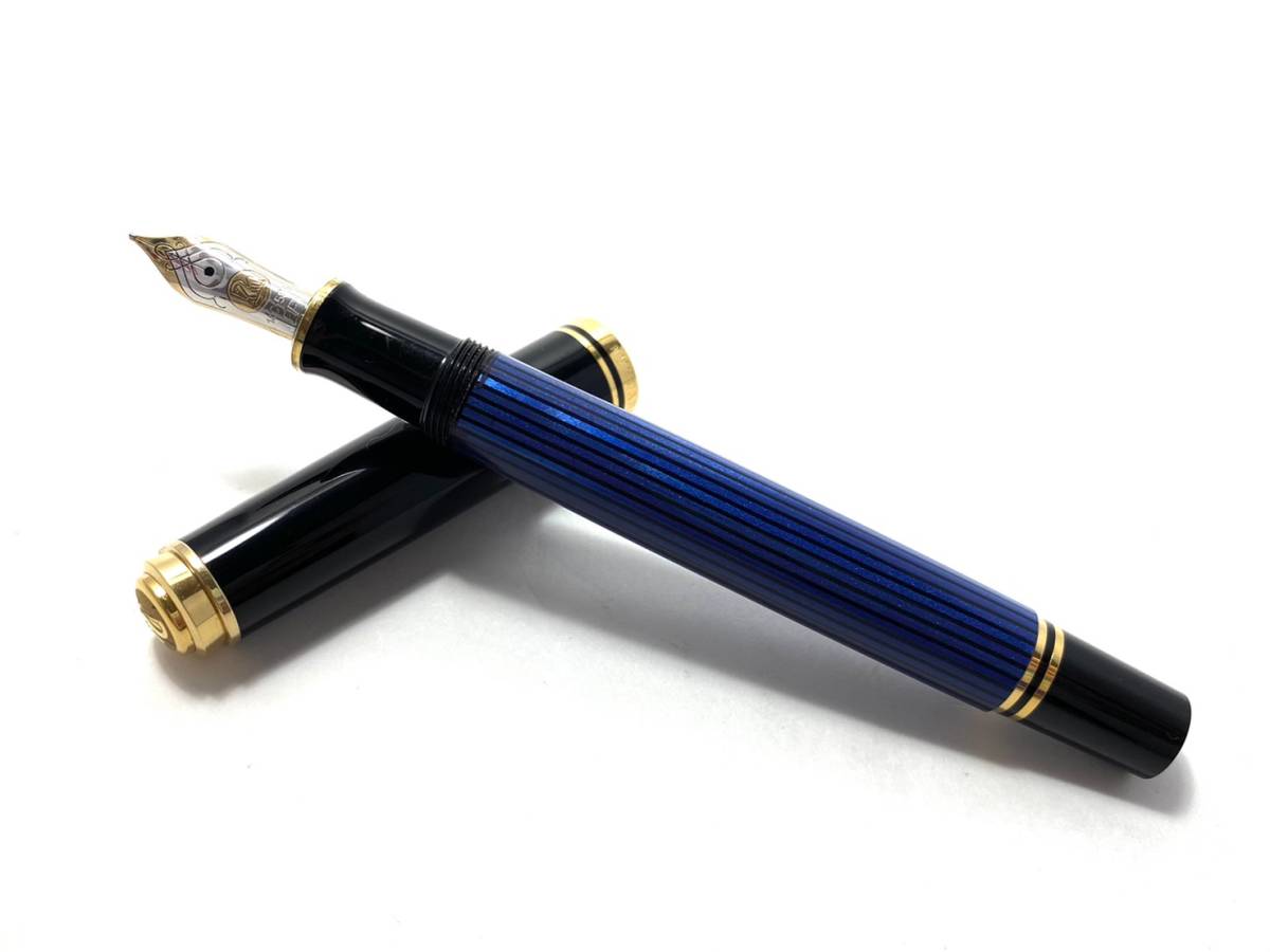 定番，送料無料 PELIKAN/ペリカン スーベレーン ペン先14C-585 EF 青縞 ブルー ストライプ ブラック&times;ゴールド 万年筆 筆記用具 SOUVERAN 16199MK14(ペリカン)｜売買されたオークション情報、yahooの商品情報をアー ペリカン