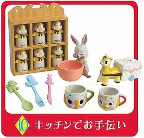 送料200円～☆希少!未使用!リーメント ぷちサンプル おとぎの国の食器たち「10 キッチンでお手伝い」ミニチュア フィギュア 食玩 うさぎ