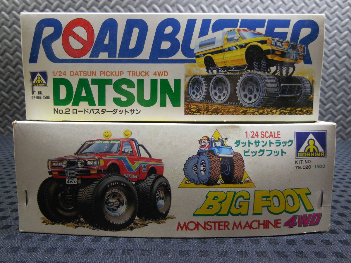 アオシマ 1 24 ロードバスター ダットサン Big Foot モンスターマシン Datsunトラック モーターライズ2台セット 日産 売買されたオークション情報 Yahooの商品情報をアーカイブ公開 オークファン Aucfan Com