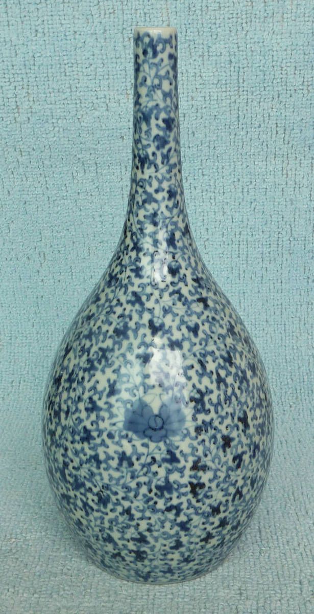 染付 花唐草の図 鶴首徳利