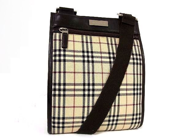 BURBERRY バーバリー 1円 ロゴ キャンバス×レザー 美品 極 ノバ 