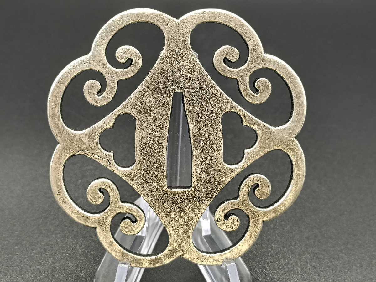 LIG】江戸期 赤銅金彩 花猪図縁頭 細密造 刀装具 時代武具 コレクター