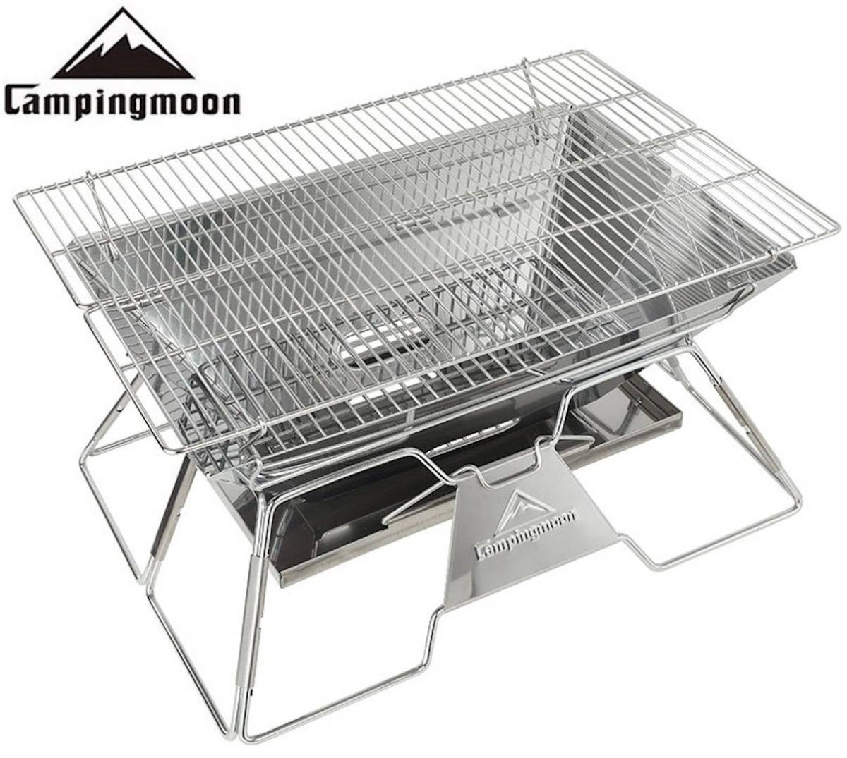 ★CAMPING MOON★長方形型★BBQコンロ★MT03★送料無料★バーべキューコンロ★焚火台★5人～8人使用★キャリーバッグ付★網高さ調整★１