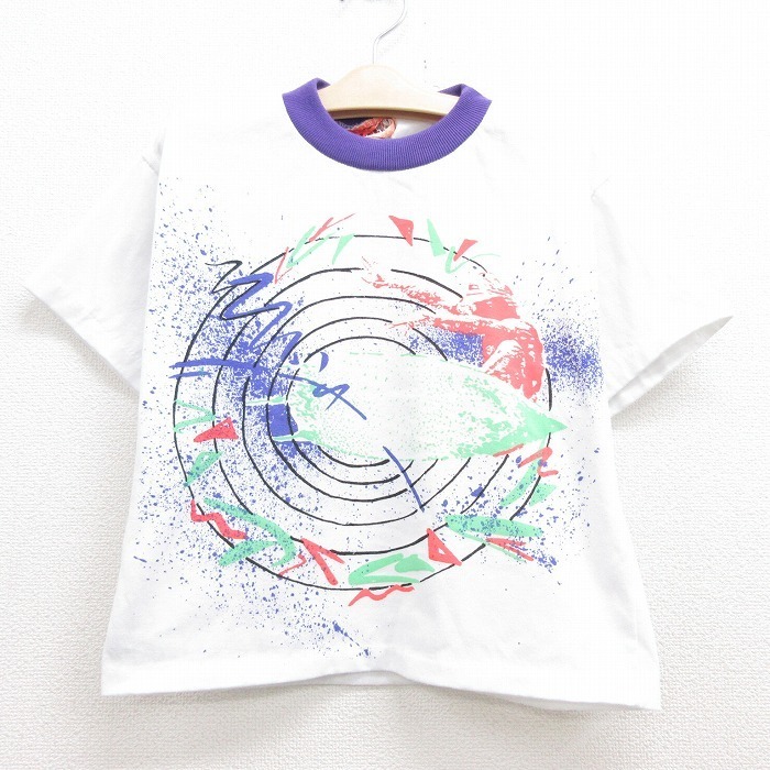 古着 半袖 22jun02 90s Tシャツ キッズ クルーネック バハマ ビンテージ フラミンゴ ホワイト ボーイズ ヤシの木 子供服 白 新作多数 ビンテージ