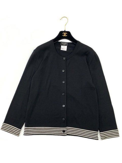 シャネル　CHANEL 黒白　ボーダー　アンサンブル　カーディガン　半袖カットソー　トップス　ヴィンテージ　美品　ココボタン ツインニット ニット ボーダー シャネル P19237V01073 02P ボーダー（ブランドシャネル）（トップス｜レディース