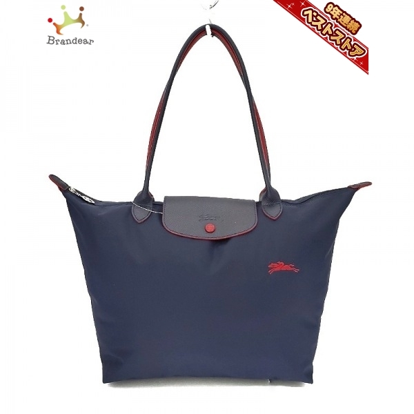 LONGCHAMPロンシャン ル・プリアージュネイビー×レッド　美品 ロンシャン LONGCHAMP - ナイロン×レザー ネイビー×レッド 刺繍