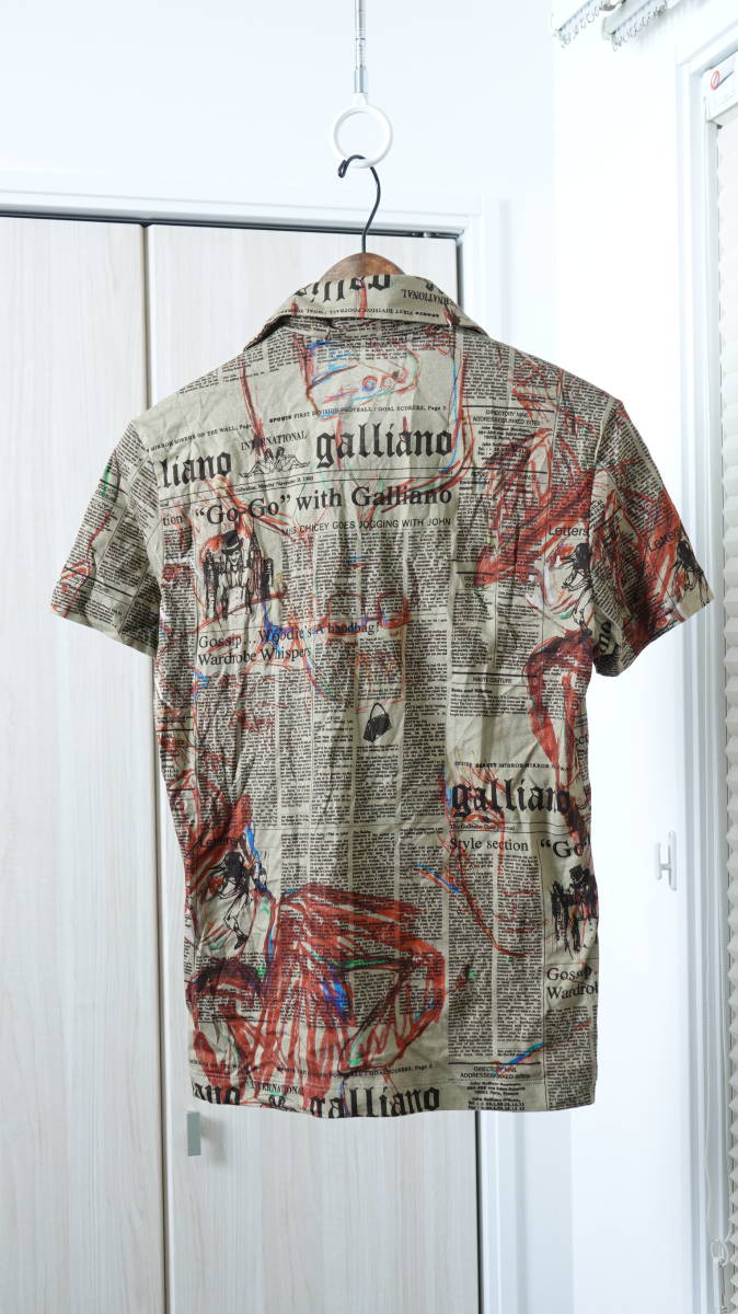☆イタリア製John Gallianoジョン・ガリアーノ 総柄半袖ポロシャツ 
