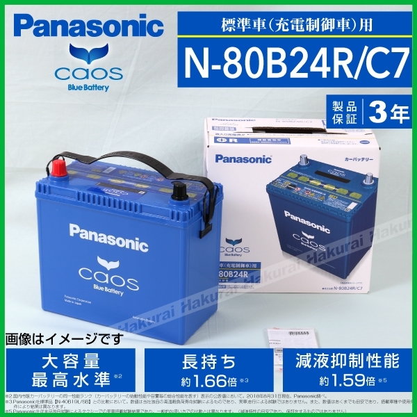 パナソニック PANASONIC 80B24R ブルー バッテリー カオス 国産車用 N