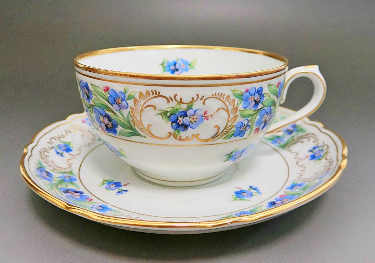 美品】シューマン ババリア 忘れな草 勿忘草 カップ＆ソーサー 金彩 