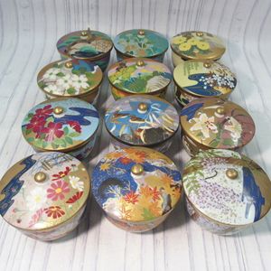 羽柴正和 高級煎茶茶碗コレクション 宮中の花の歳時記 蓋付 金彩 煎茶