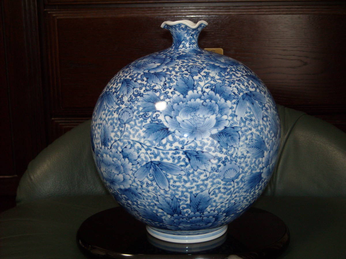 平戸三川内焼 染付牡丹唐草 嘉久正窯