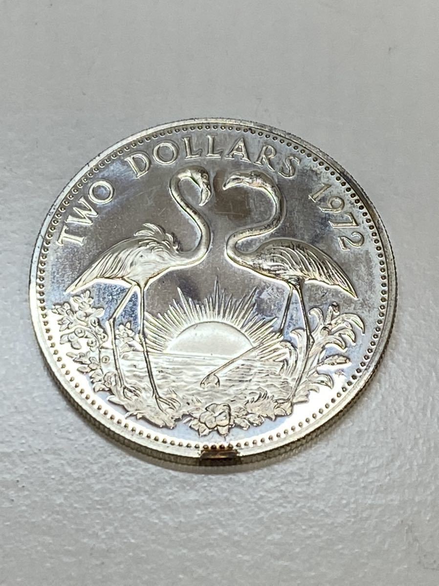 バハマ 銀貨 1972年 バハマ諸島 記念銀貨 フラミン⁄エリザベス2世 極美品