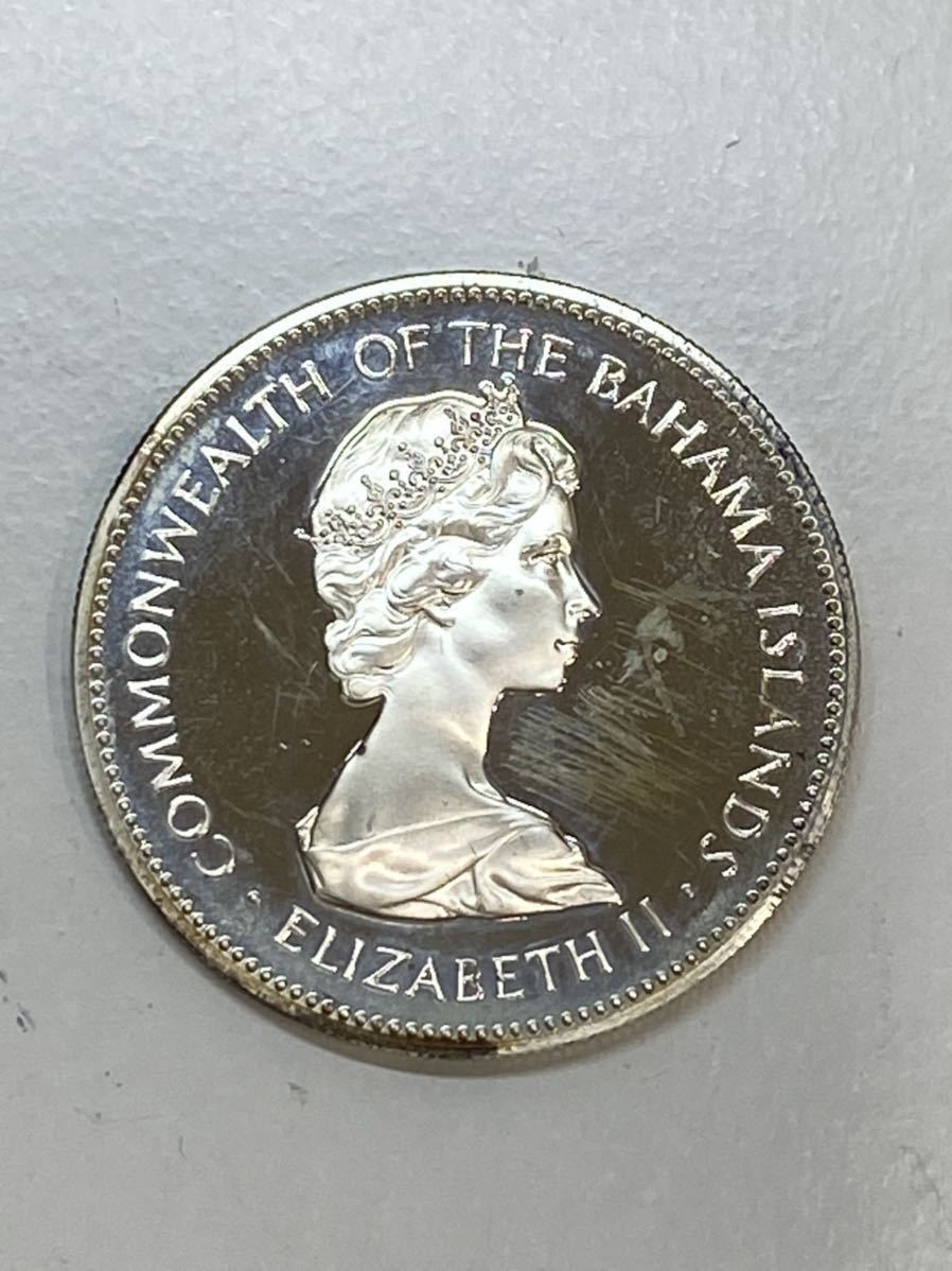 バハマ 銀貨 1972年 バハマ諸島 記念銀貨 フラミン⁄エリザベス2世 極美品