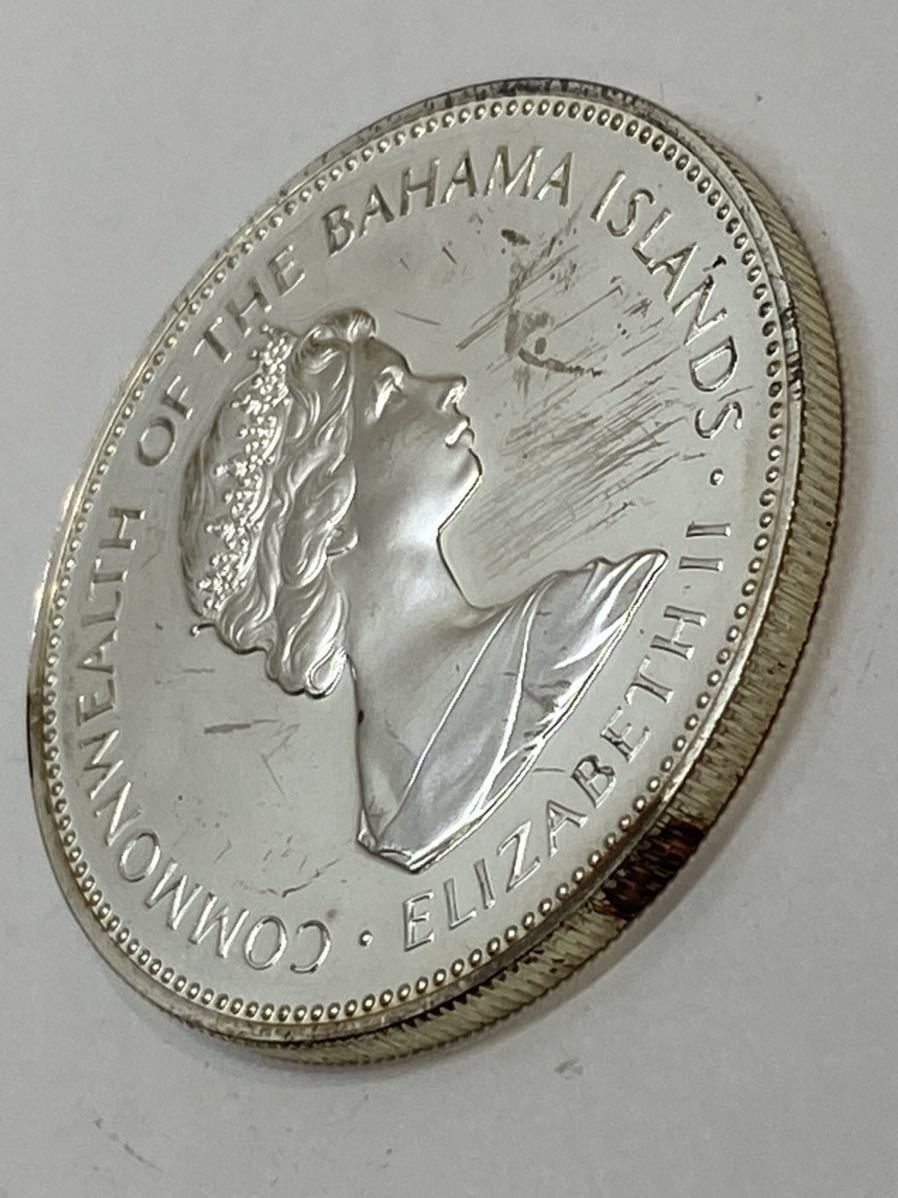 バハマ 銀貨 1972年 バハマ諸島 記念銀貨 フラミン⁄エリザベス2世 極美品