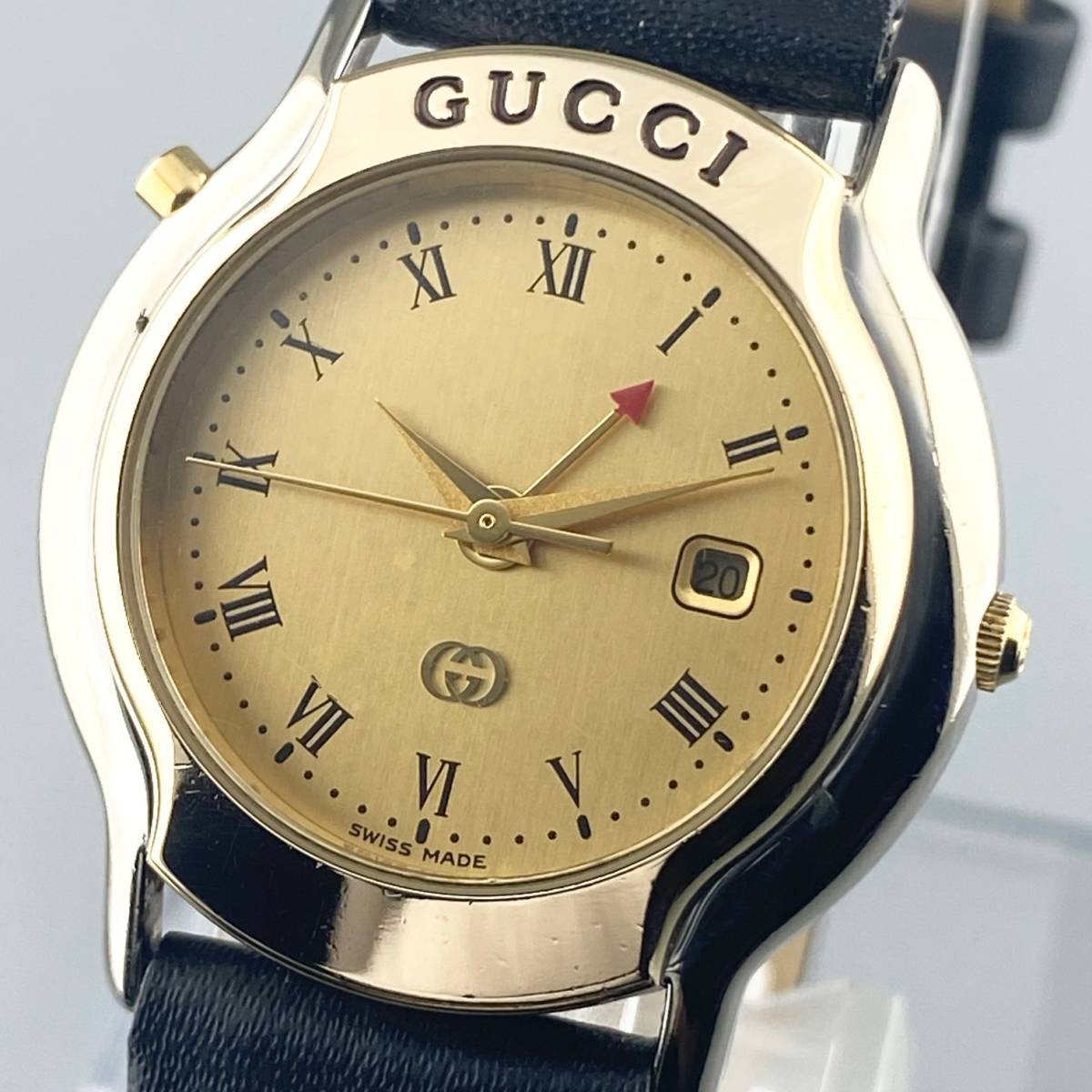 稼働 GUCCI グッチ レディース腕時計 コンビ ゴールド文字盤 デイト 1円〇稼働〇良品〇【グッチ】ゴールド系文字盤 GG デイト コンビ
