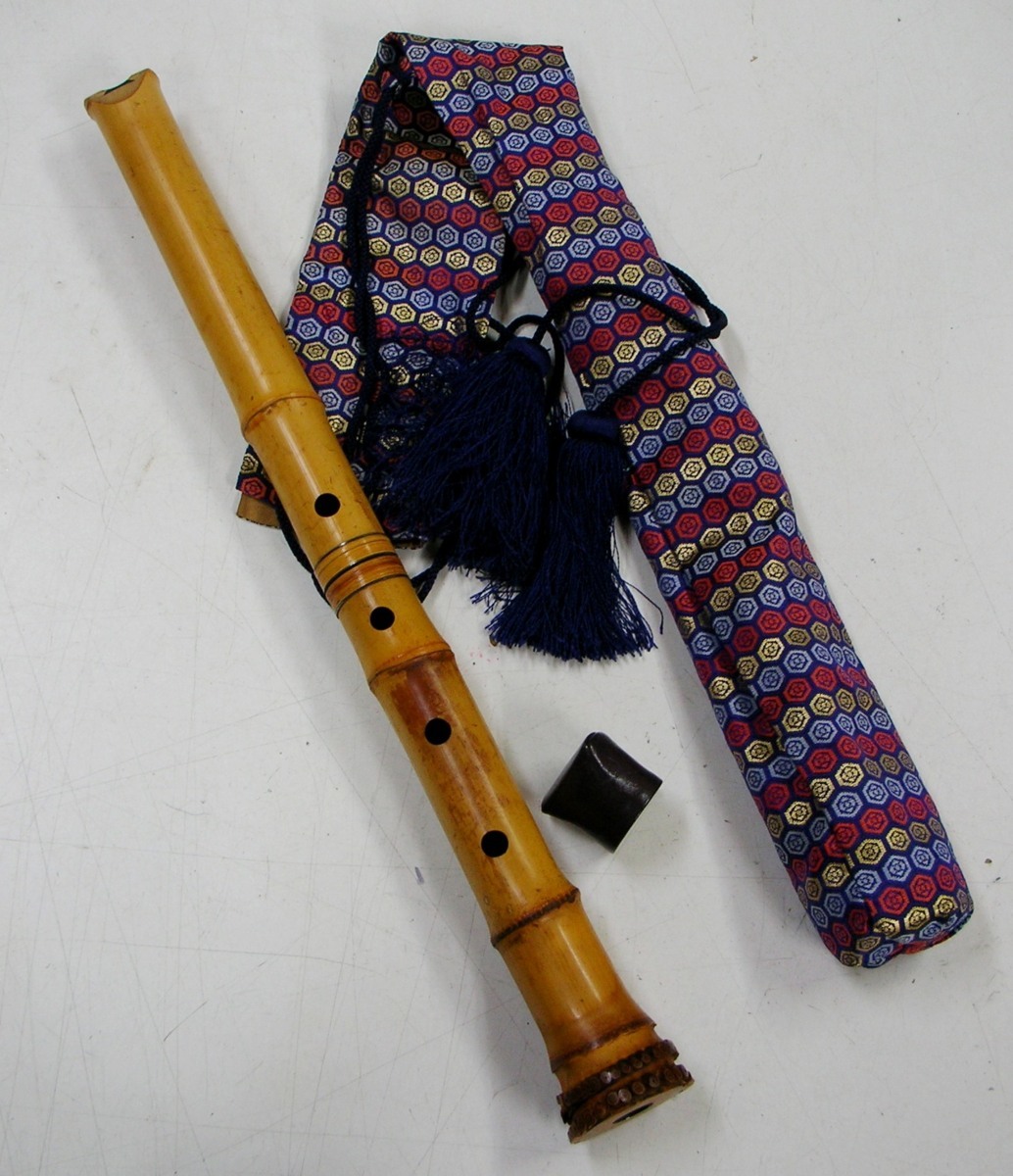 ☆【州鳳】銘 竹尺八 全長約55cm 尺八 和楽器 雅楽 伝統 竹笛 管楽器