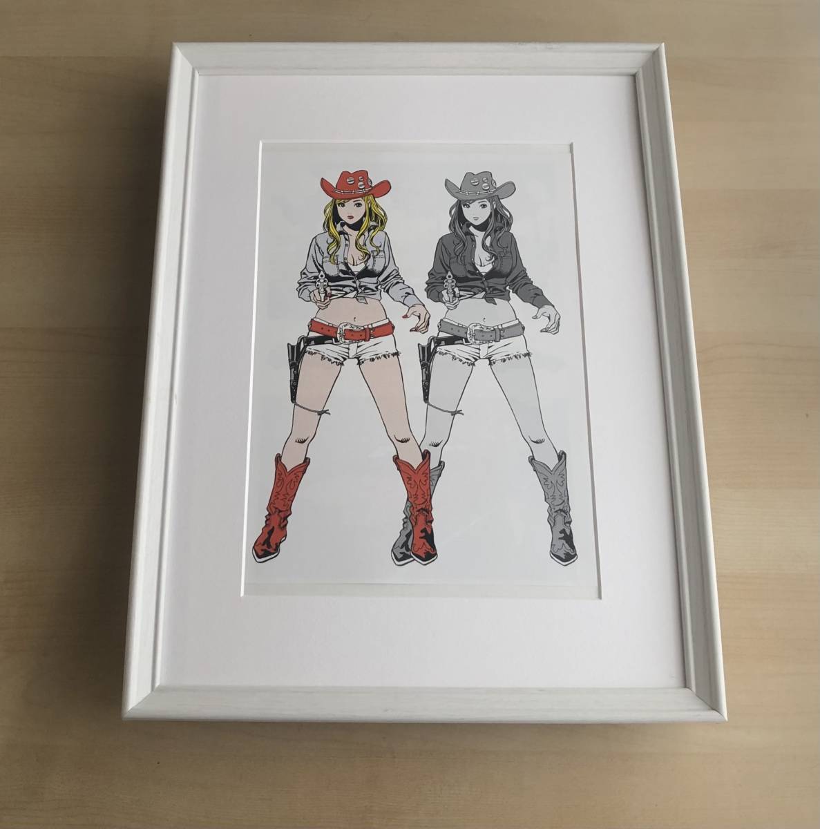 kj ☆額装品☆ 江口寿史 A3サイズ額入り ポスター風デザイン 貴重イラスト