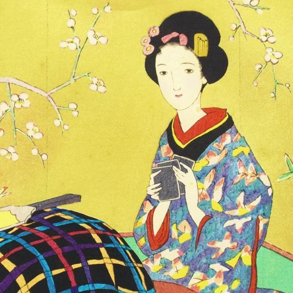 真作 Wish 竹久夢二 こたつ 木版画 夢二式美人画 一世風靡 宵待草 作詩者 木版画 売買されたオークション情報 Yahooの商品情報をアーカイブ公開 オークファン Aucfan Com