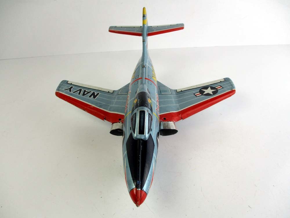 野村トーイ　1950年代製　NAVY GRUMMAN F9F-8 COUGAR　完動品 長さ約29ｃｍ_1