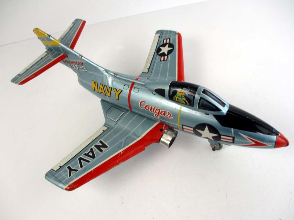 野村トーイ　1950年代製　NAVY GRUMMAN F9F-8 COUGAR　完動品 長さ約29ｃｍ_10