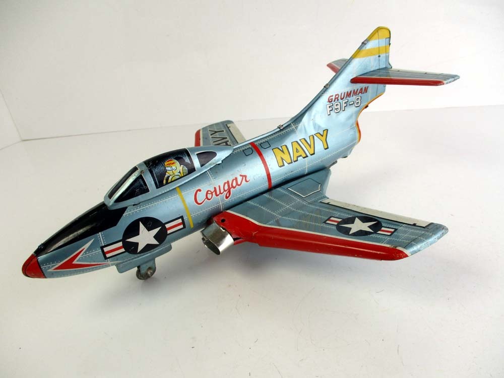 野村トーイ　1950年代製　NAVY GRUMMAN F9F-8 COUGAR　完動品 長さ約29ｃｍ_2