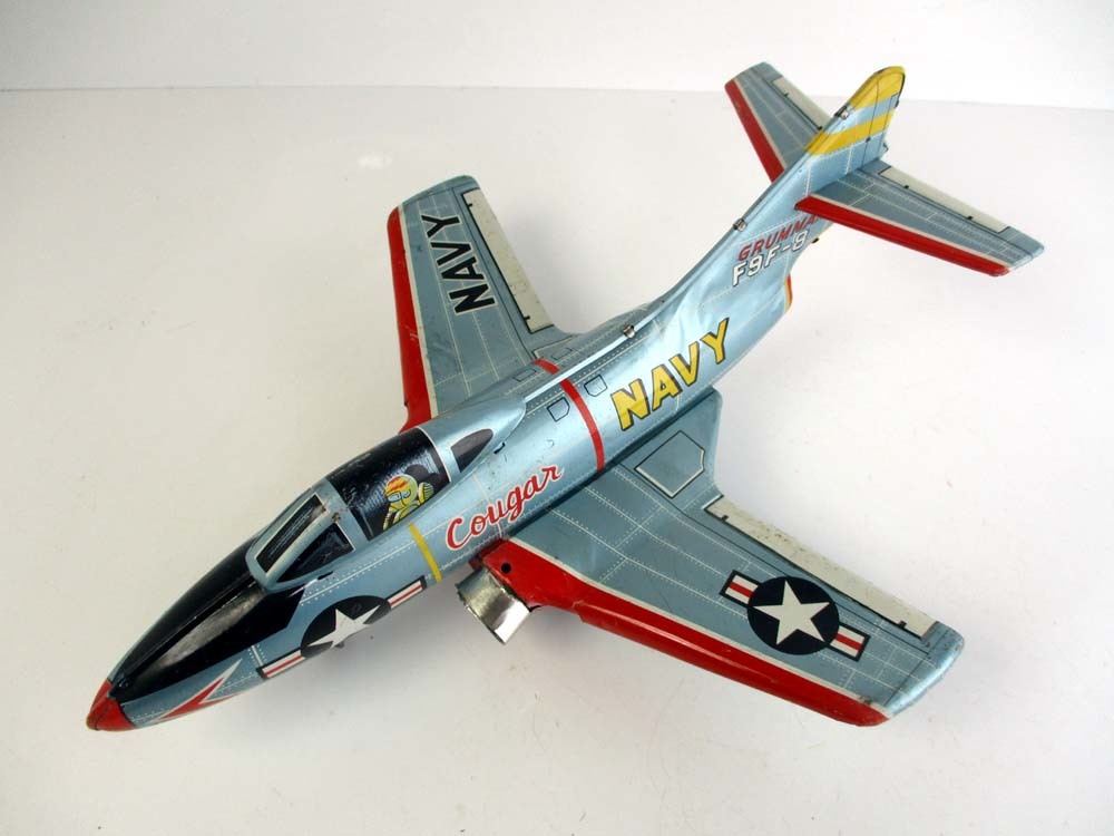 野村トーイ　1950年代製　NAVY GRUMMAN F9F-8 COUGAR　完動品 長さ約29ｃｍ_3