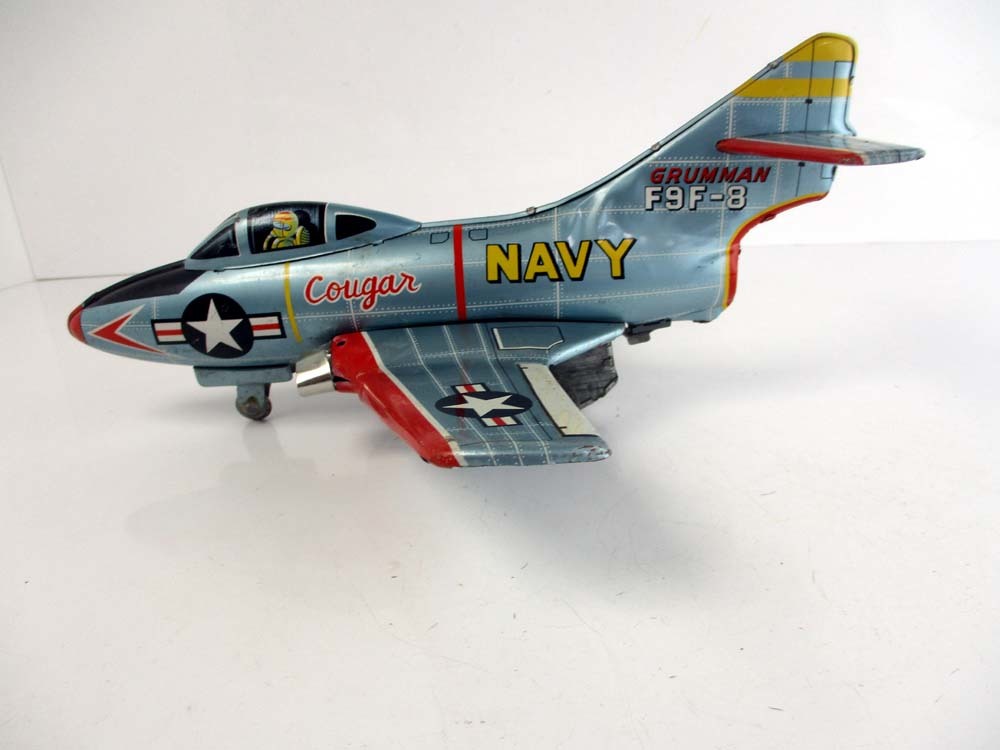 野村トーイ　1950年代製　NAVY GRUMMAN F9F-8 COUGAR　完動品 長さ約29ｃｍ_4