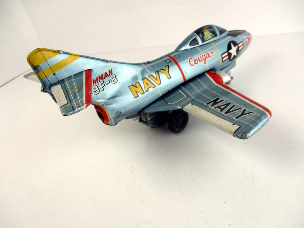 野村トーイ　1950年代製　NAVY GRUMMAN F9F-8 COUGAR　完動品 長さ約29ｃｍ_7