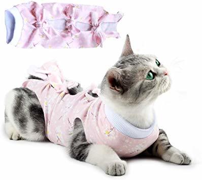 ピンク M 猫用術後ウェア 腹部の傷口保護 傷舐め防止 エリザベスカラーに代わる 避妊手術 皮膚保護_1