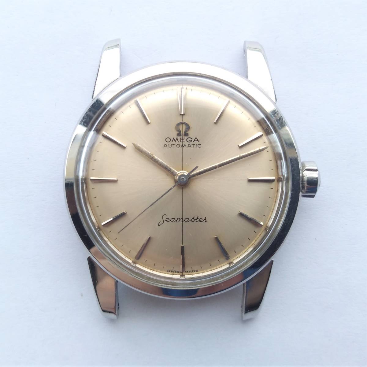 1円☆稼働品【OMEGA/オメガ】シーマスター デイト ホワイト文字盤
