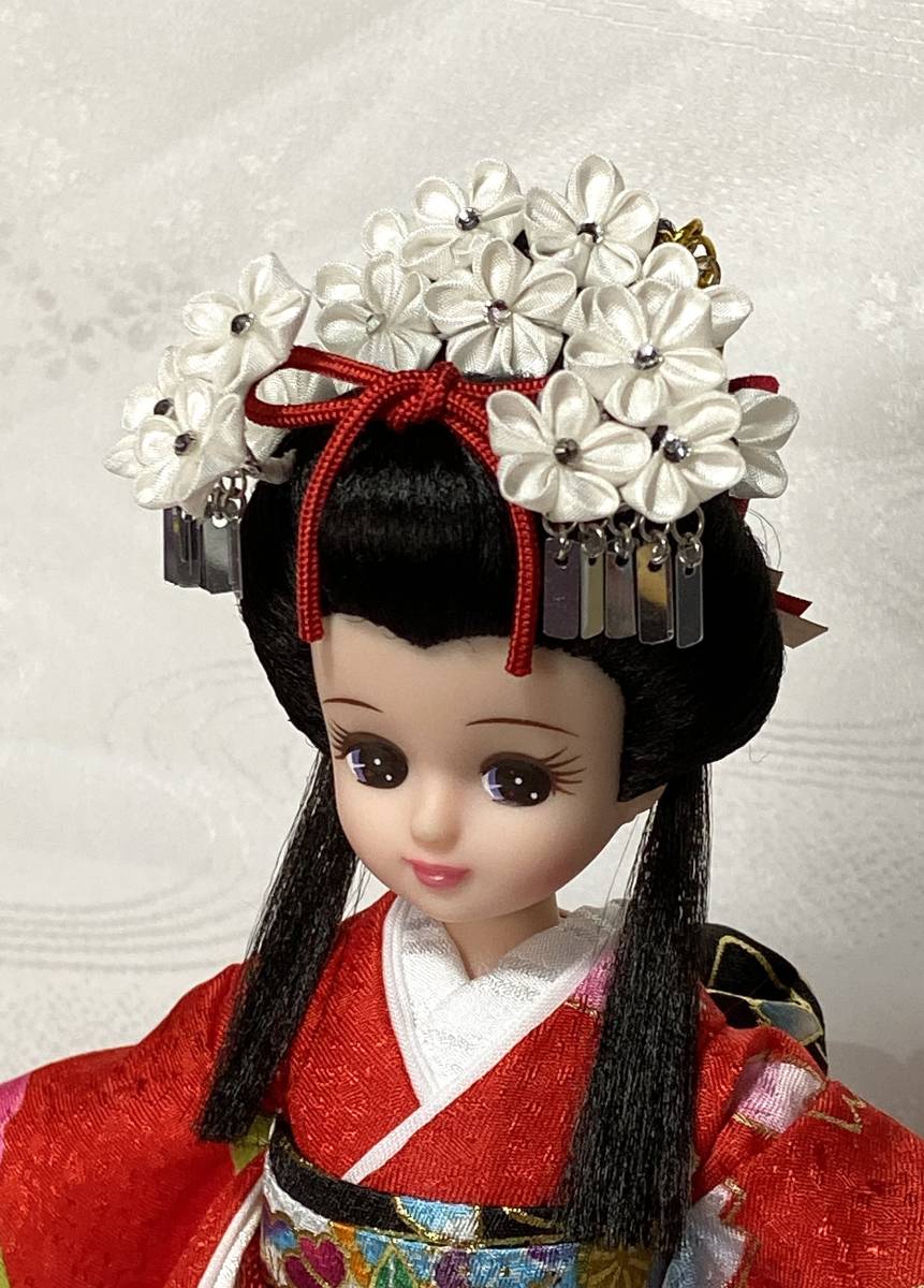 ☆京☆ 日本髪リカちゃん本体・着物／赤＊引き裾 ハンドメイド - リカ